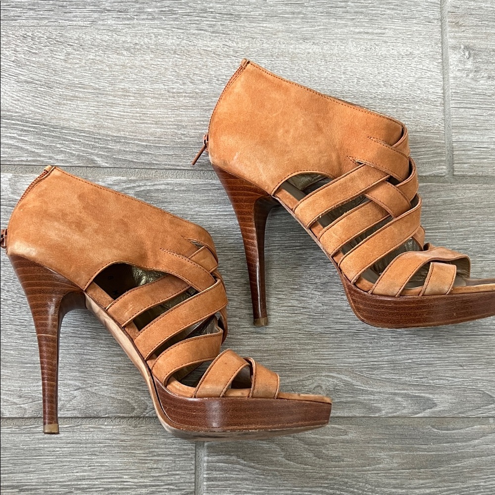 Stuart Weitzman Tan Strappy Heels